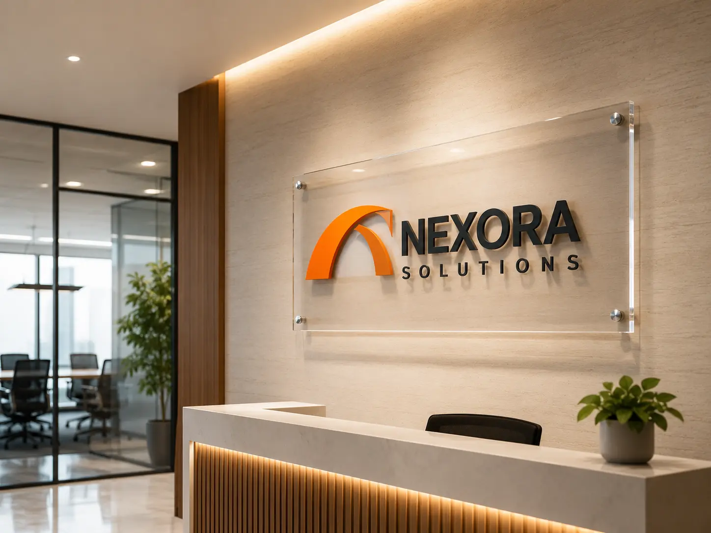 Modern corporate lobby with sleek design